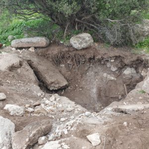 הרס הגת והפסיפס באתר. צילום ניר דיסטלפלד רשות העתיקות